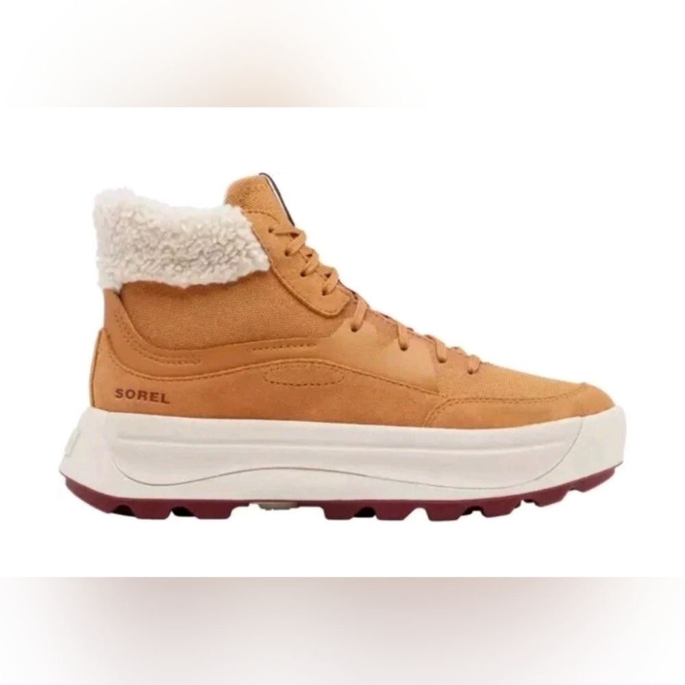 🌻Sorel X Calia Ona 503 Mid Cozy Sneaker Boot, CanynGld/Bleached Ceramic Size 11 - Picture 3 of 14